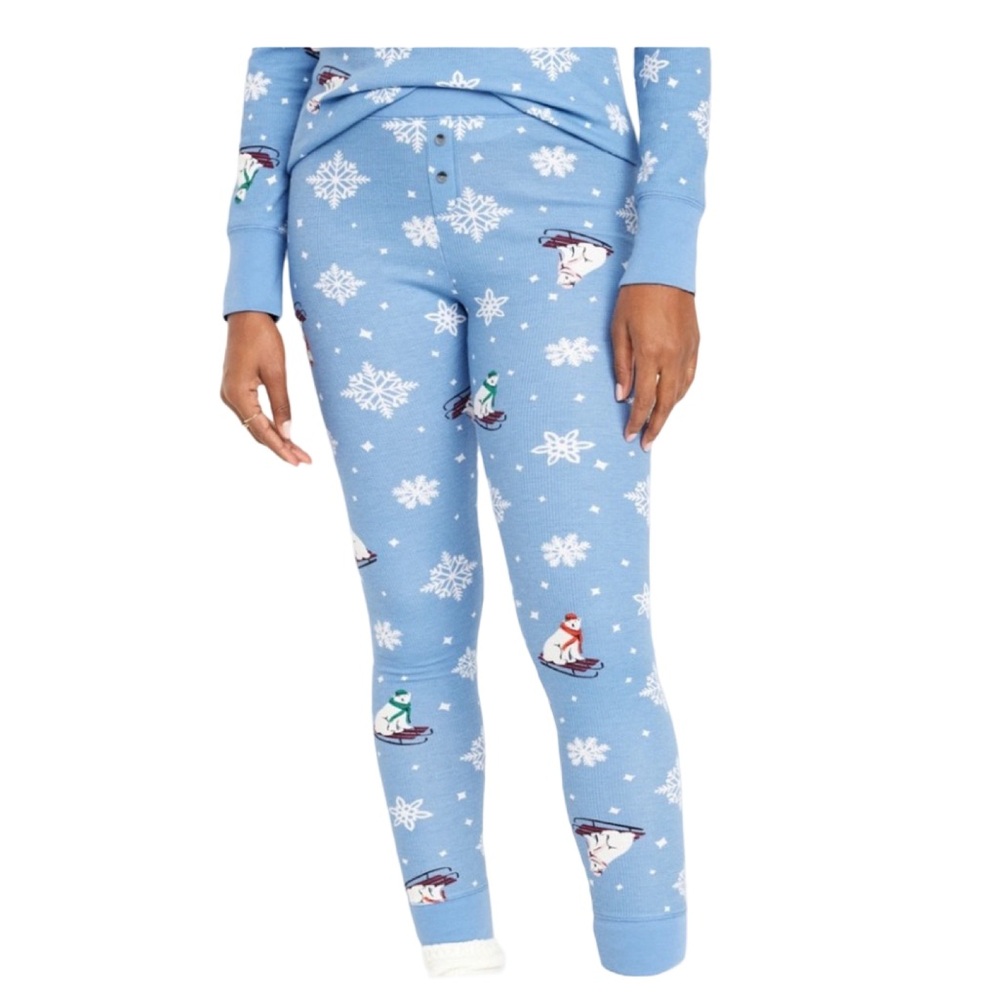 NWT Old Navy Thermal Leggings Polar Bear in blue color